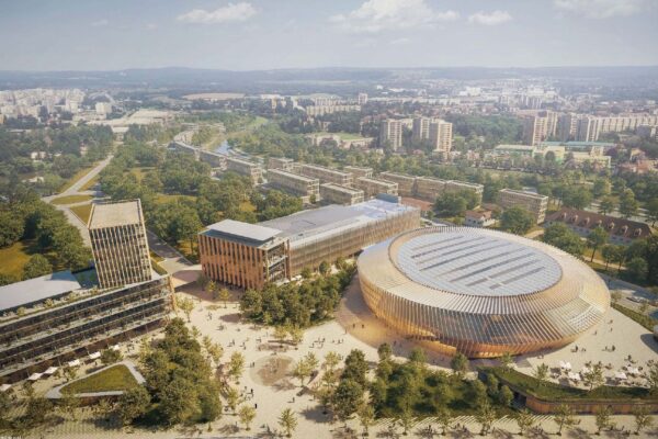 Centrum míčových sportů, autoři a vizualizace WilkinsonEyre + Boele architekti, zdroj Jihočeský kraj