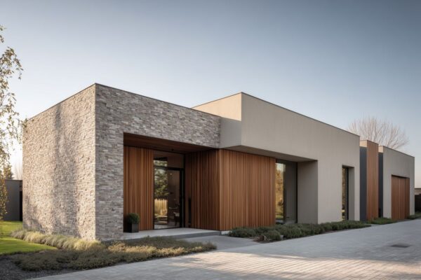 Fasáda může mít podobu přesně podle představ investora – od moderních keramických ploch po přírodní kamenné akcenty