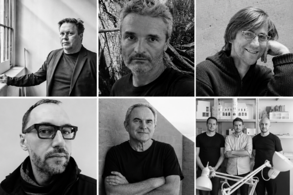 Koláž finalistů: Lukáš Ehl a Tomáš Koumar, David Kraus, Miroslav Malý, Miroslav Chmel a Zdeněk Chmel, Pavel Nasadil a Jan Šépka. Zdroj Architekt roku