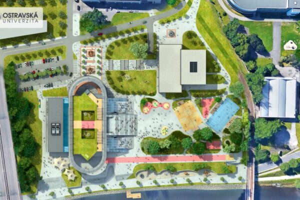 Dvě nové budovy Ostravské univerzity na Černé louce